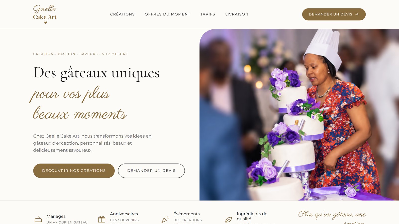 Site gaellecakeart.fr sur ordinateur